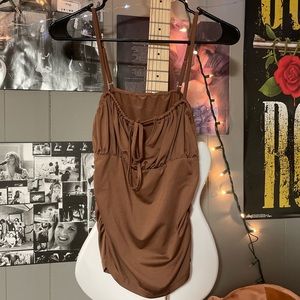 brown, bowtie, tank top from shein. size medium.